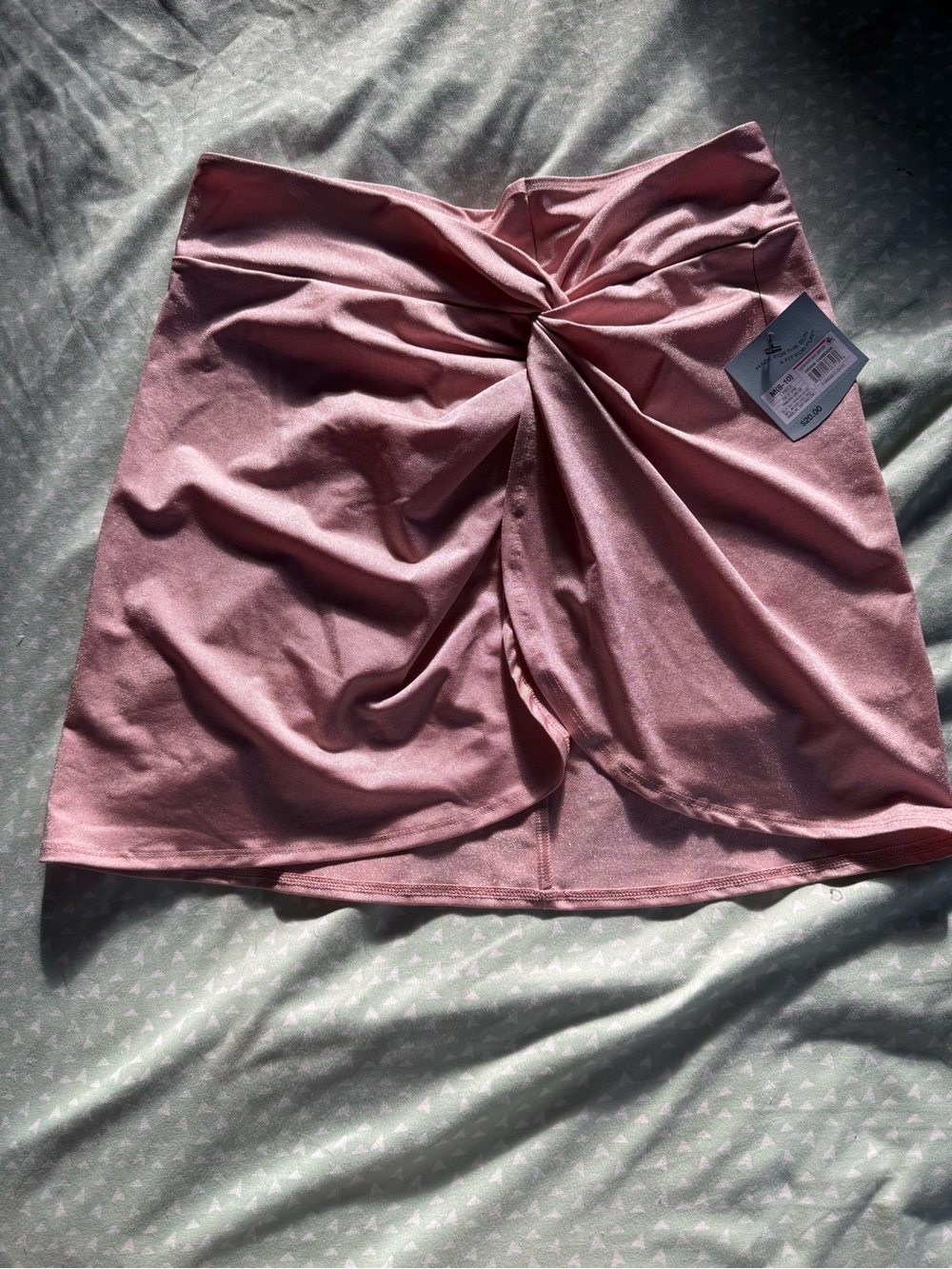 Twist-Front Pink Mini Skirt Swimsuit CoverUp